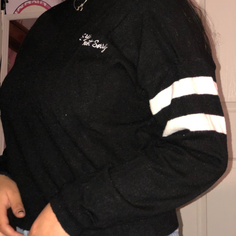 cropped black embroidered sweater
